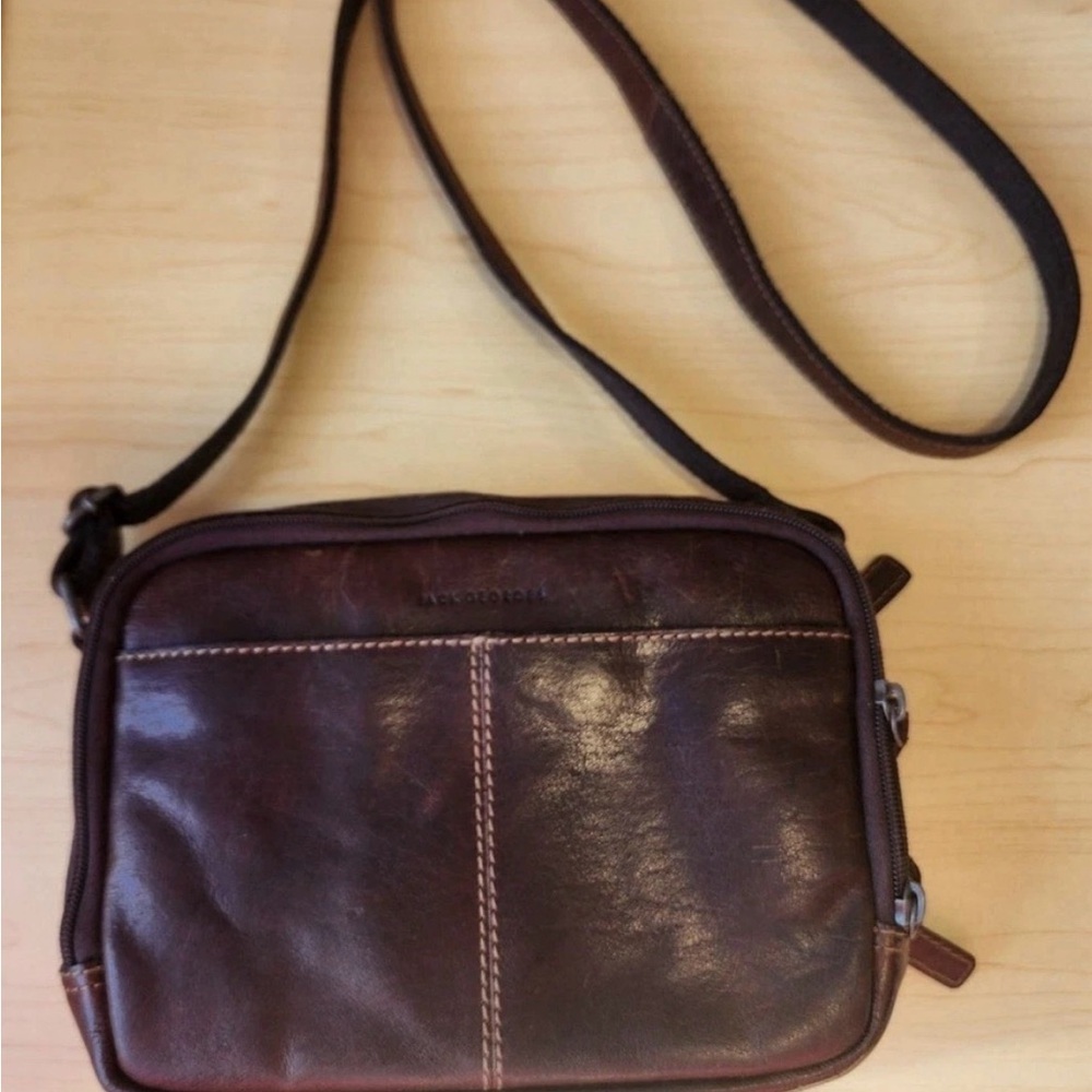 Jack Georges Leather Crossbody Bag in Dark Brown